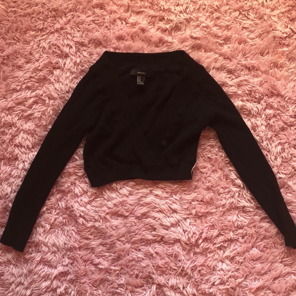 Forever 21 Black Sweater Crop Top